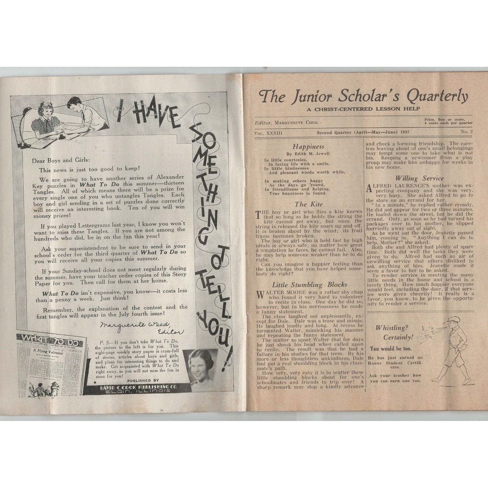 1937 Junior Scholar's Quarterly Vol 33 No 2 David C Cook Ancient World Map VG- - Picture 3 of 3